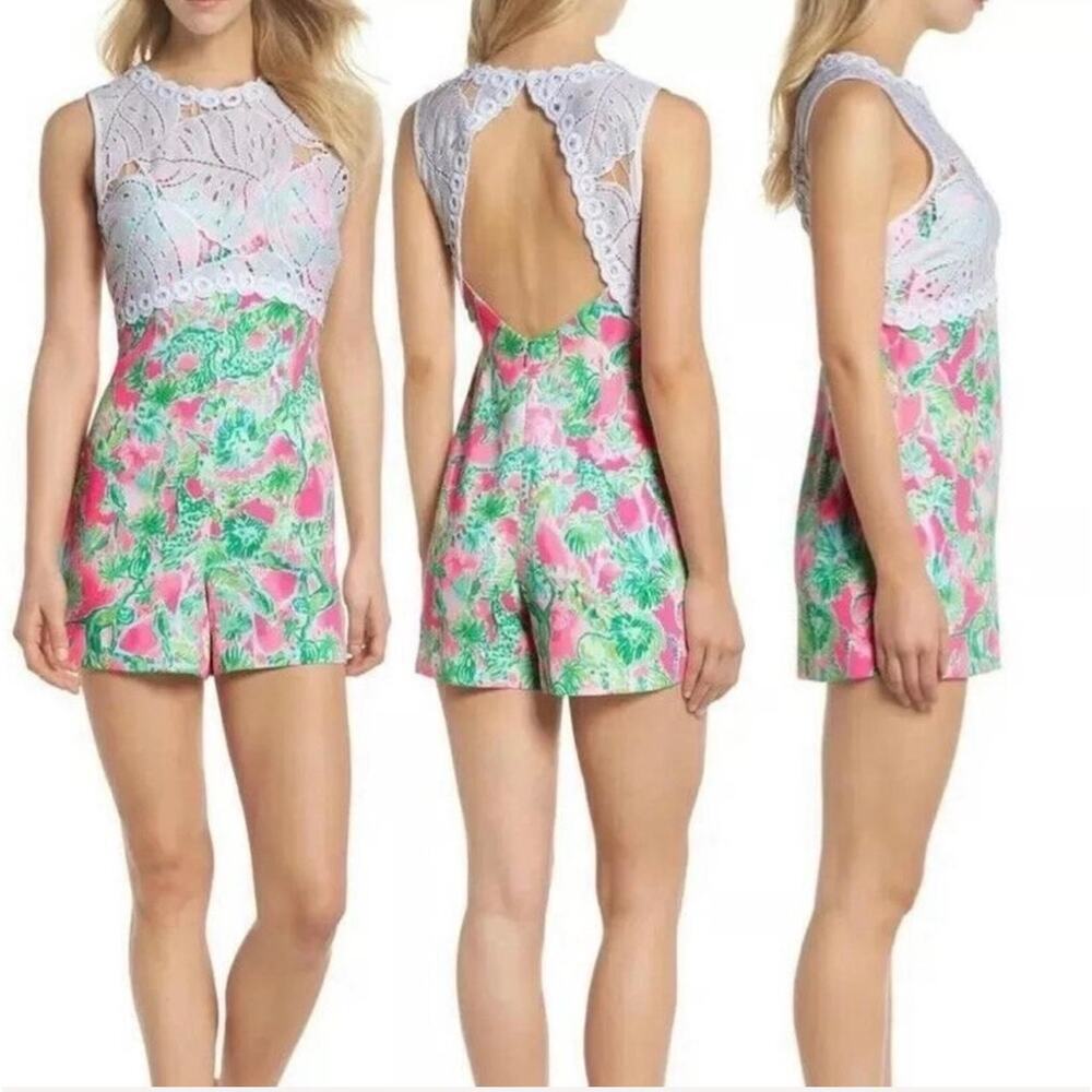 Lilly Pulitzer Sadie Romper in Raz Berry Caddy Shack Sz 00 Preppy Coastal